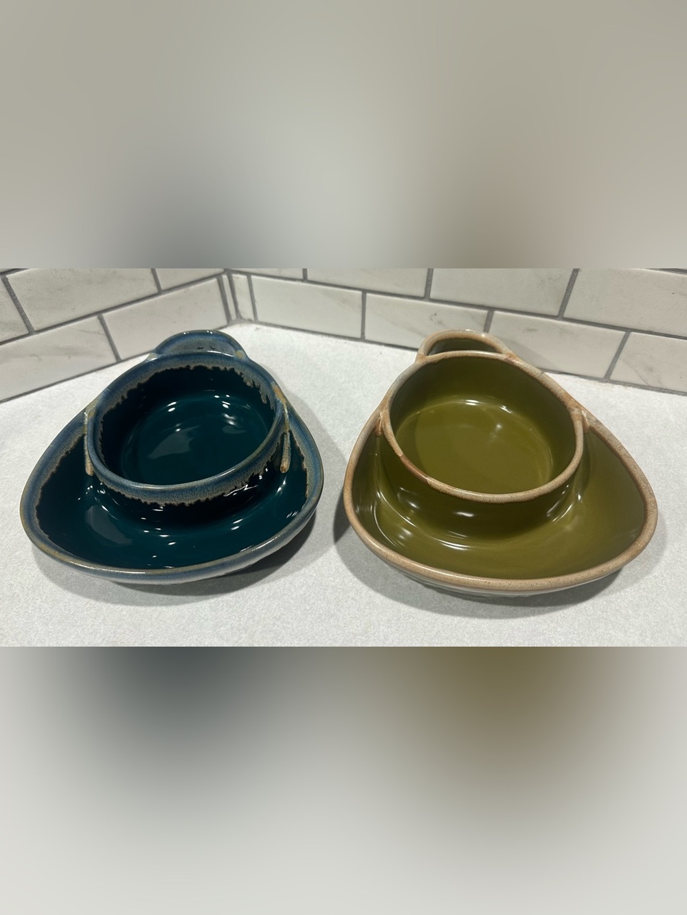 2 Soup Cracker Bowls Set Chip Dip Pottery Glaze Stoneware LTD Commodities